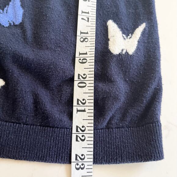 Talbots Navy Blue Butterfly Intarsia Crewneck Long Sleeve Sweater Size Small - Picture 6 of 7